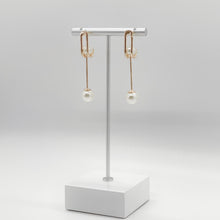 Load image into Gallery viewer, Rose Gold Pearl Drop Earrings