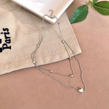 Load image into Gallery viewer, Silver Heart Double Chocker Necklace
