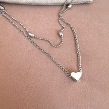 Load image into Gallery viewer, Silver Heart Double Chocker Necklace