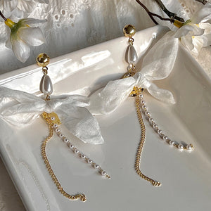Winged Pearl Cascade Earrings