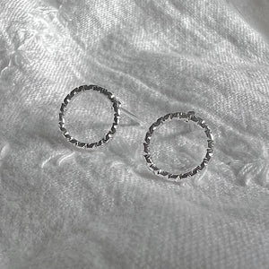 Silver Round Stud Earrings