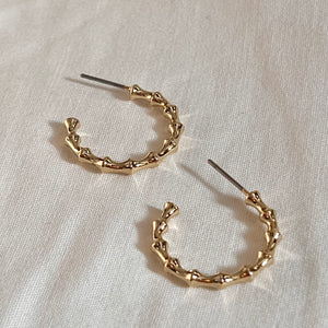 Gold Pipe C Earrings