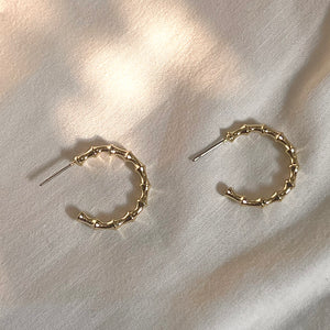 Gold Pipe C Earrings