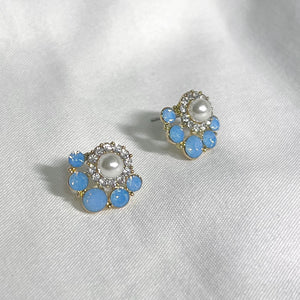 Blue emerald stud earrings
