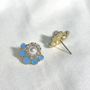 Blue emerald stud earrings