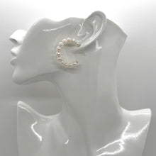 Load image into Gallery viewer, Pearl Hoop Gold Earrings
