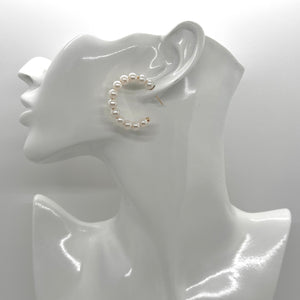 Pearl Hoop Gold Earrings