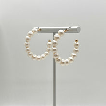 Load image into Gallery viewer, Pearl Hoop Gold Earrings
