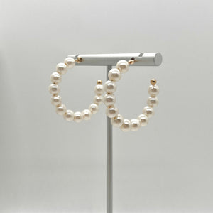 Pearl Hoop Gold Earrings