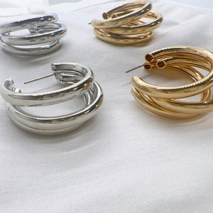 Trio Pipe Earrings (Gold/Silver)