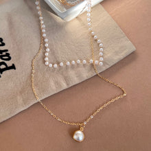 Load image into Gallery viewer, Double Layered Gold Pearl Necklace
