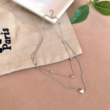 Load image into Gallery viewer, Silver Heart Double Chocker Necklace
