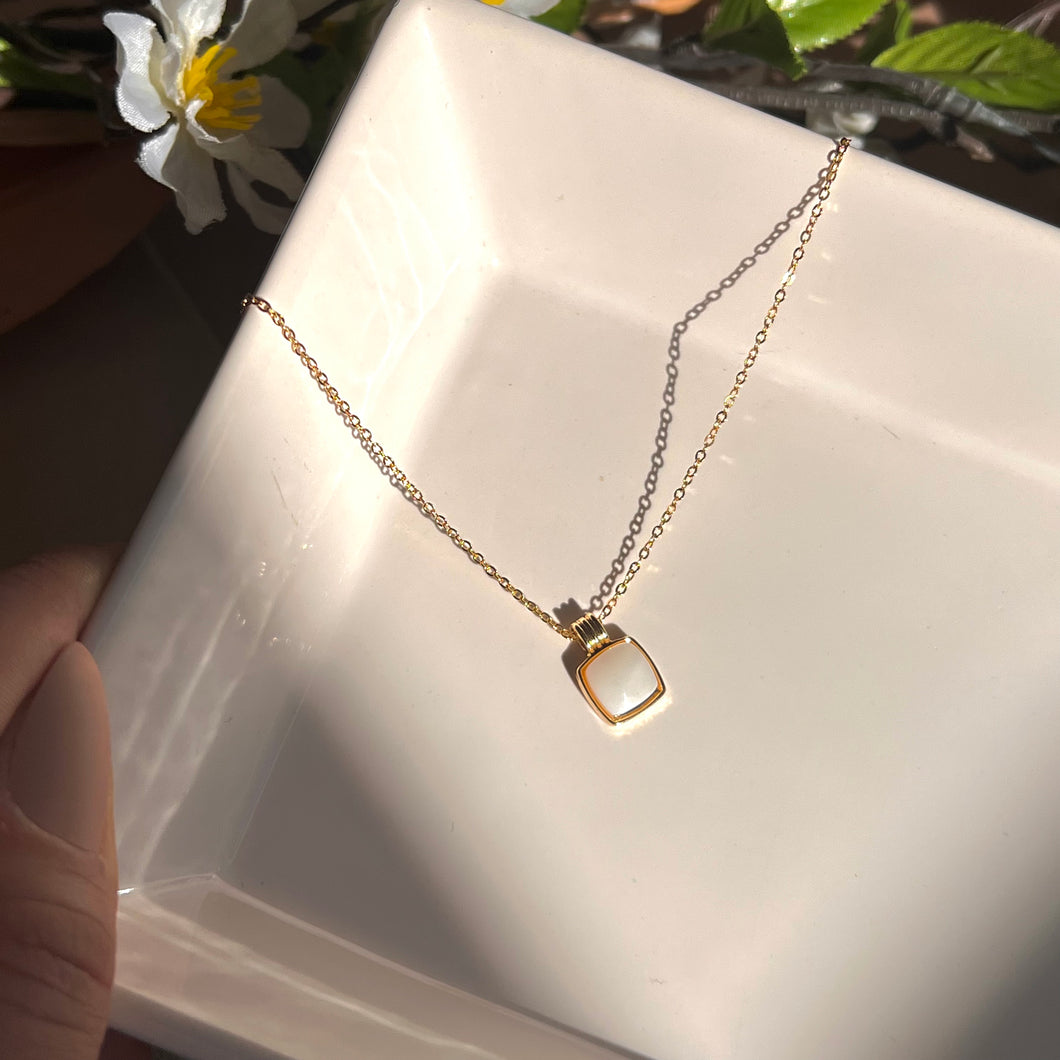 Square Marble Gold Necklace