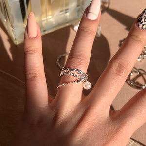 Double layered pearl ring - Silver 925