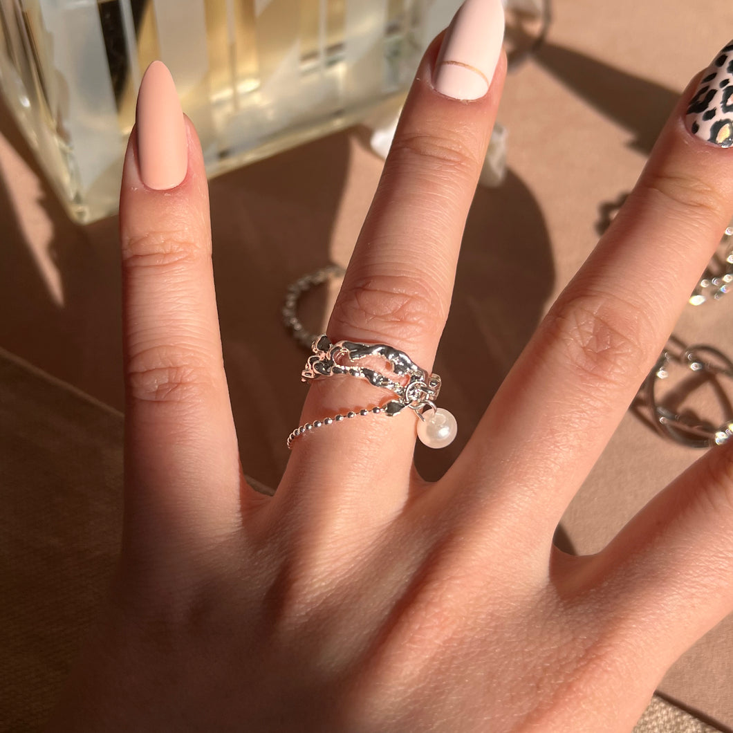 Double layered pearl ring - Silver 925
