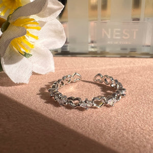 Simple Heart Silver Ring (Silver 925, Adjustable)